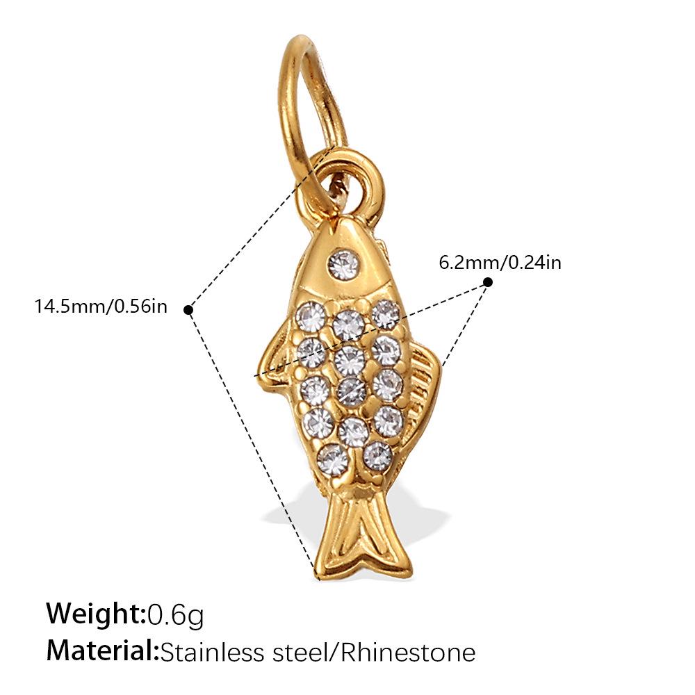 Diamond-Studded Dolphin & Starfish Stainless Steel Pendant - Cute Ocean Animal Jewelry Accessory