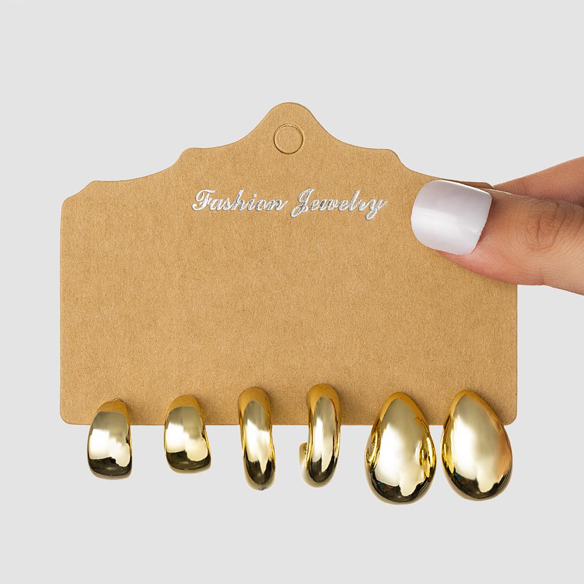 Personalized exaggerated style U-shaped circular geometric earrings set with multiple pieces of water droplet circular earrings