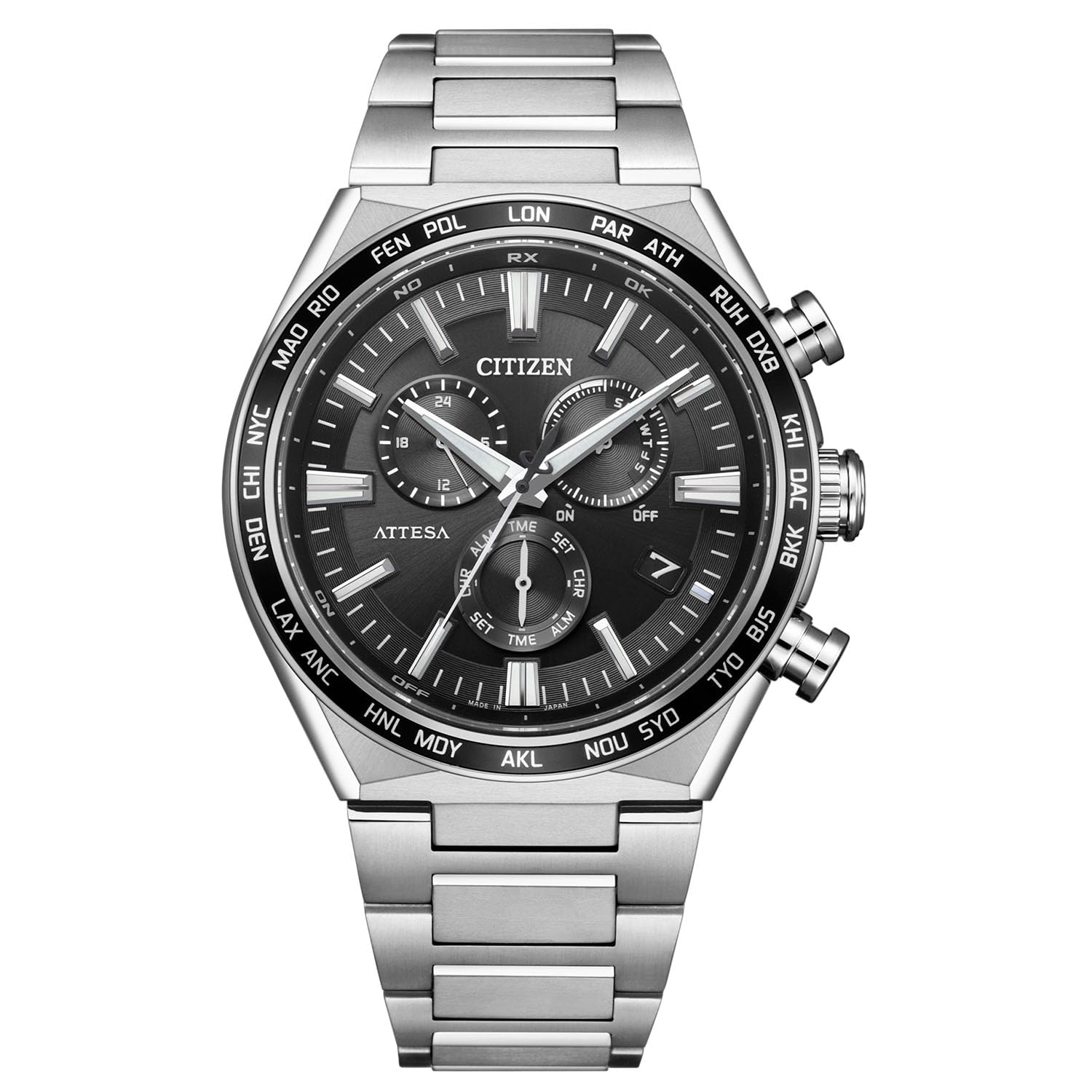 

Atessa Light Powered Radio Watch Waterproof ACT Line Black Silver [Citizen] Eco-Drive CB5966-69E для чоловіків