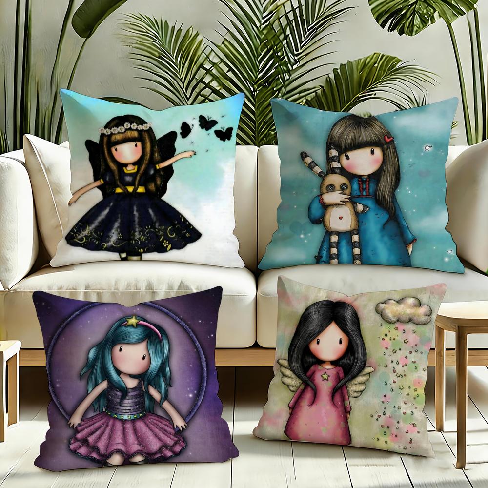 Cartoon SSantoro Gorjuss Cushion Cover Silky Short Plush Invisible Zipper Dustproof Sofa Pillow Case for Home Decor