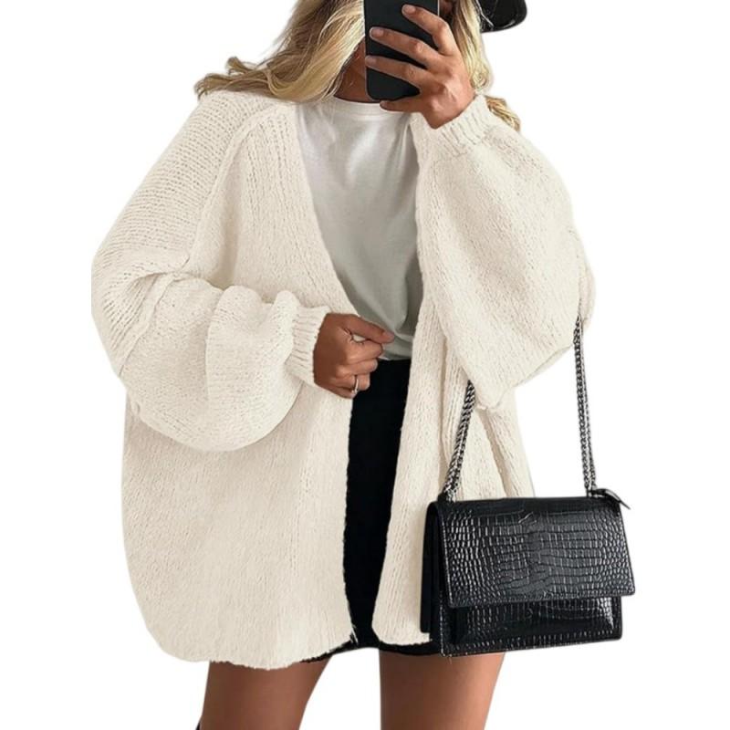 Womens Oversized Knit Cardigan Sweater Long Sleeve Loose Fit Casual Open Front Pullover In Solid Colors
