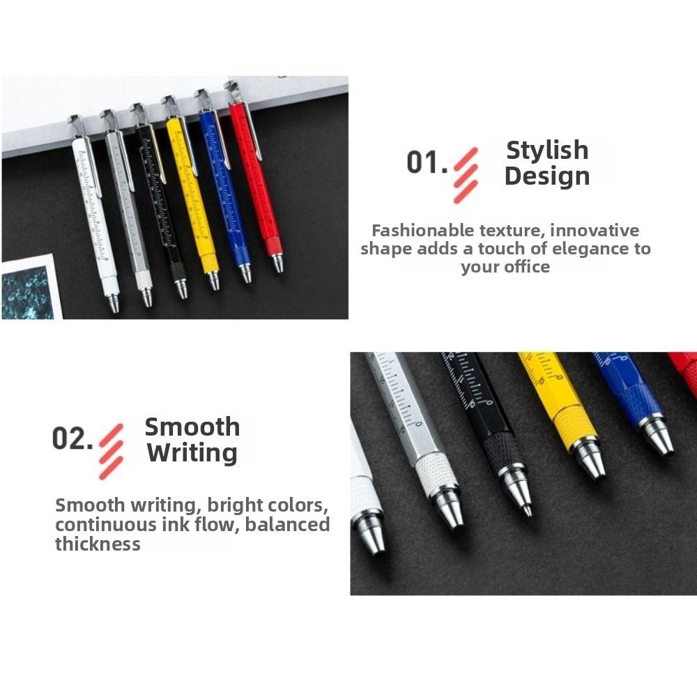 Portable Ballpoint Pen 7 in 1 Measure Technical Ruler Ergonomic Multi-function Tool Pen  Hand Tools