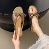 Fashion Ladies Shoes 2025 Summer Open Toe Women’s Slippers New Round Toe Low Heel Bow Tie Sandals for Fashion Outdoor Dress Slippers
