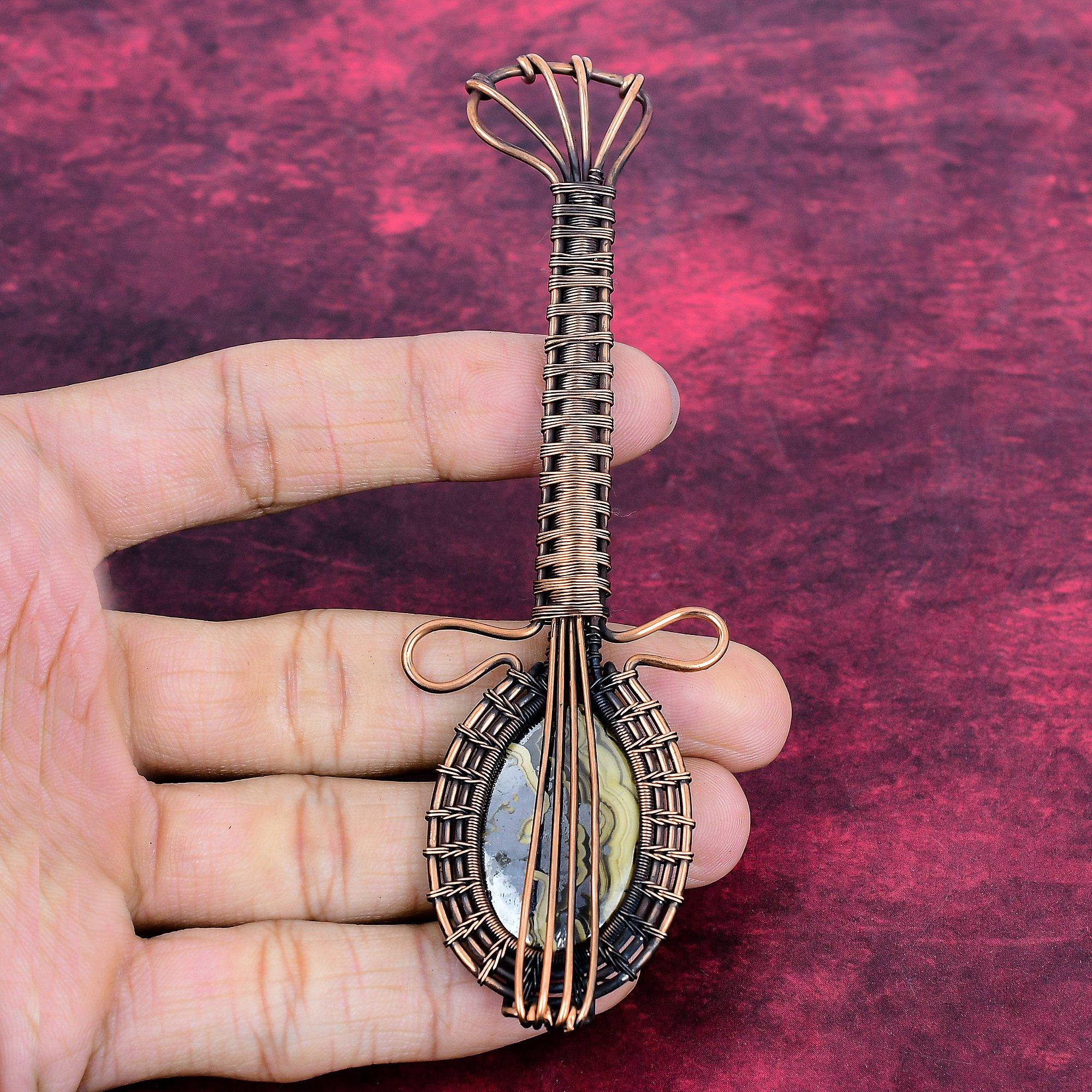 Schalenblende Pendant Copper Wire Wrapped Guitar Pendant Decent Gemstone Jewelry