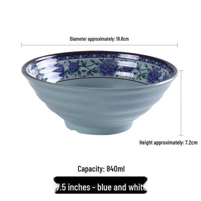 Gannian Melamine Blue and White Noodle Bowl