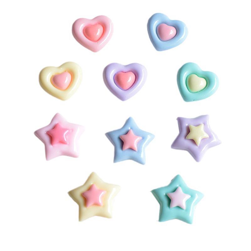 Love Star Double-Layer DIY Resin Accessories: Handmade Cream Style Hairpin & Mobile Case Decor
