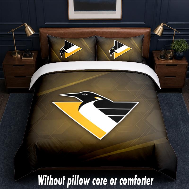 Pittsburgh Penguins Design Bed Bedding Set 1 Duvet Cover + 2 Pillowcases Soft Breathable Household Bed Linens