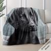 (2D Flat Printing) 1pc Black Labrador Retriever Puppy Portrait Flannel Throw Blanket Soft Warm Cozy Blanket Perfect for Couch Bed