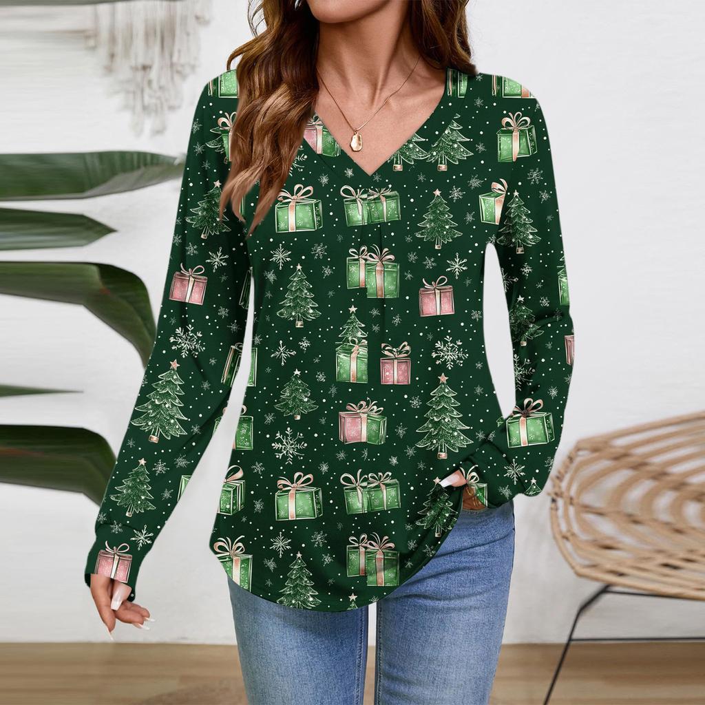 Women Long Sleeve Tops Dressy Casual V Neck Tshirts Basics Tee Vacation Fall Fashion Clothes