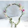 Vine Flower Crown Boho Flower Headband Hair Wreath Floral Halo Headpiece with Ribbon Wedding Party Photos Rosy