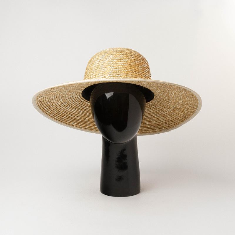 Europe, America Spring and Summer New Casual Simple Hemming Basin Type Big Eaves Straw Straw Hat Travel Sunscreen Beach Big Edge Straw Hat