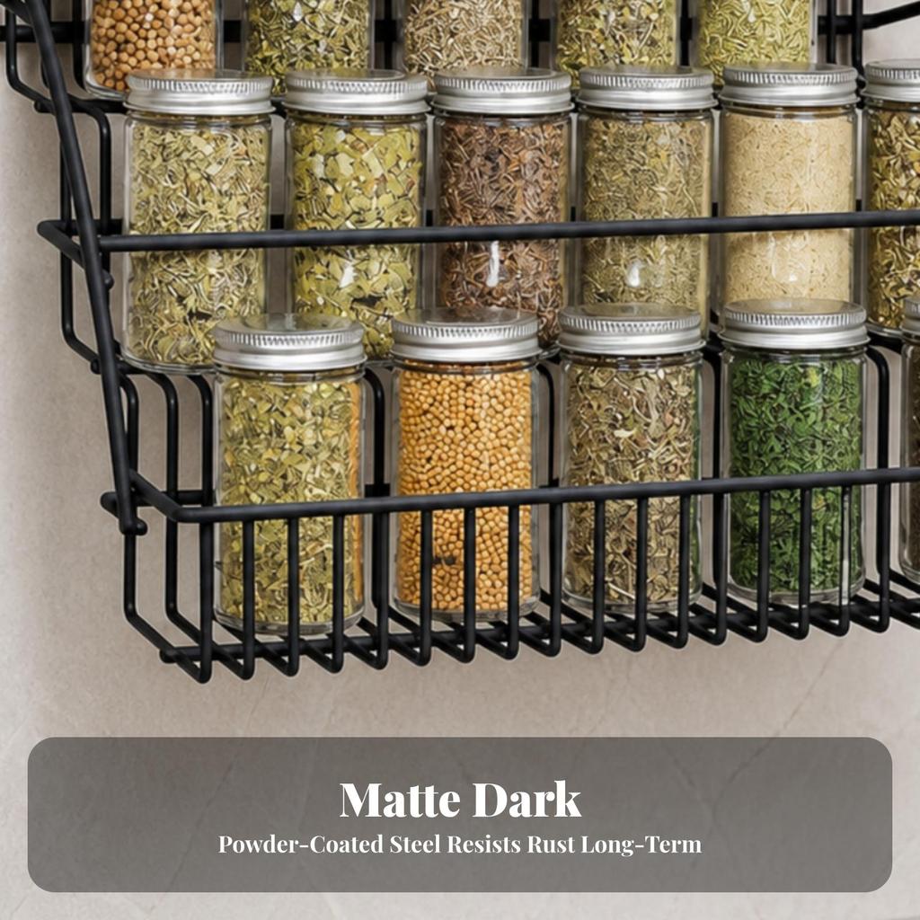 Three-Tier Kitchen Seasoning Rack Black Organizer Space-Saving