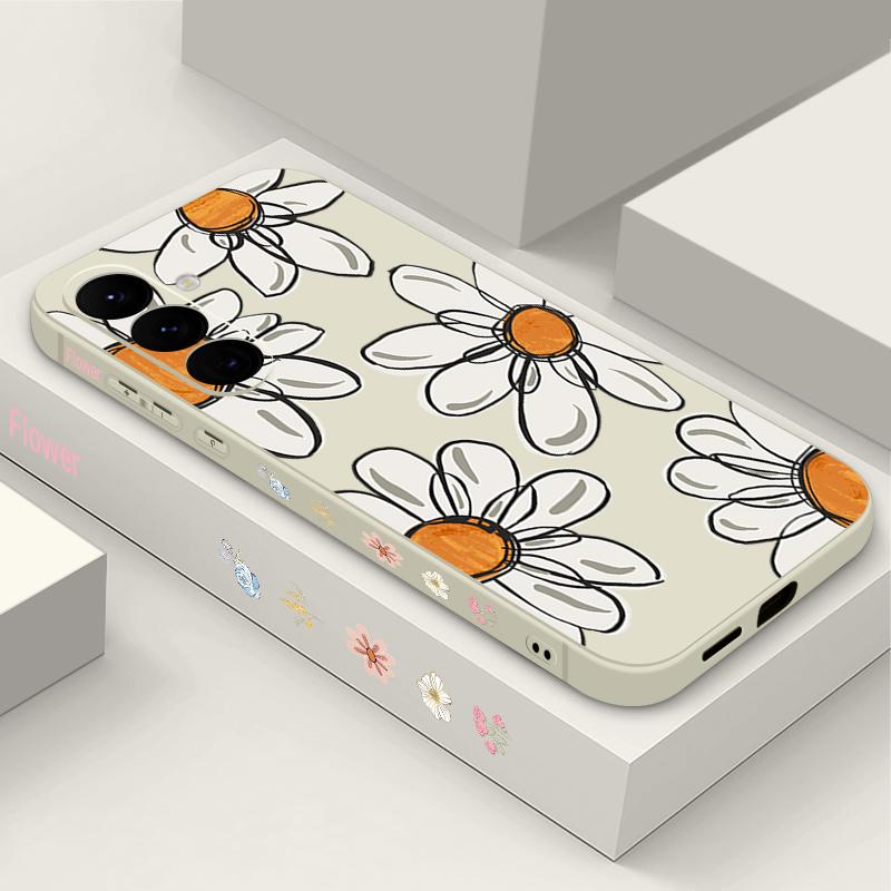 Cartoon Sunflower Lanyard Case For Samsung Galaxy S25 S24 Ultra S23 S22 Plus S21 S20 FE A34 A54 A15 A35 A55 A16 A36 A56 5G Capa