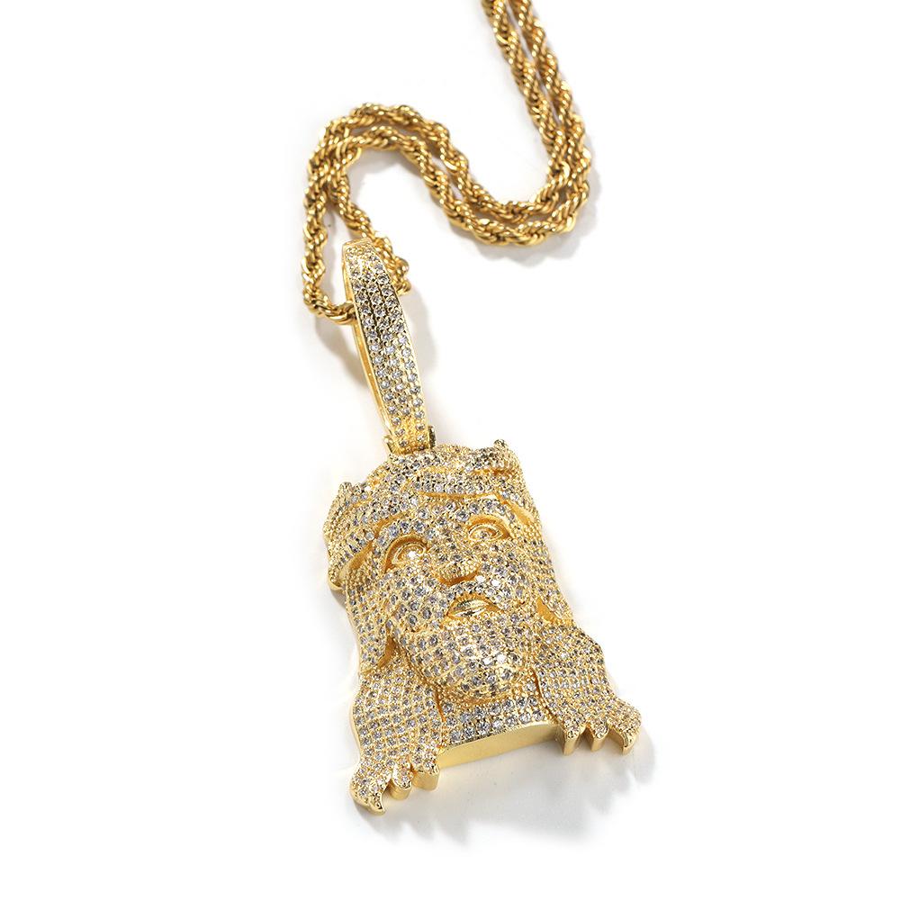 2026 Necklace Trendy Zircon Portrait Pendant Retro Necklace New Two-color Electroplating Personalized Creative European and American Jewelry 3MM+60CM