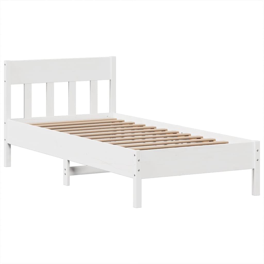 Solid Wood Bed without Mattress White 75x190 cm Pine Wood