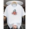 Men'S Casual Short Sleeve T-Shirt - Summer Round Neck Tee, Random Cute Squid Design, Machine Washable