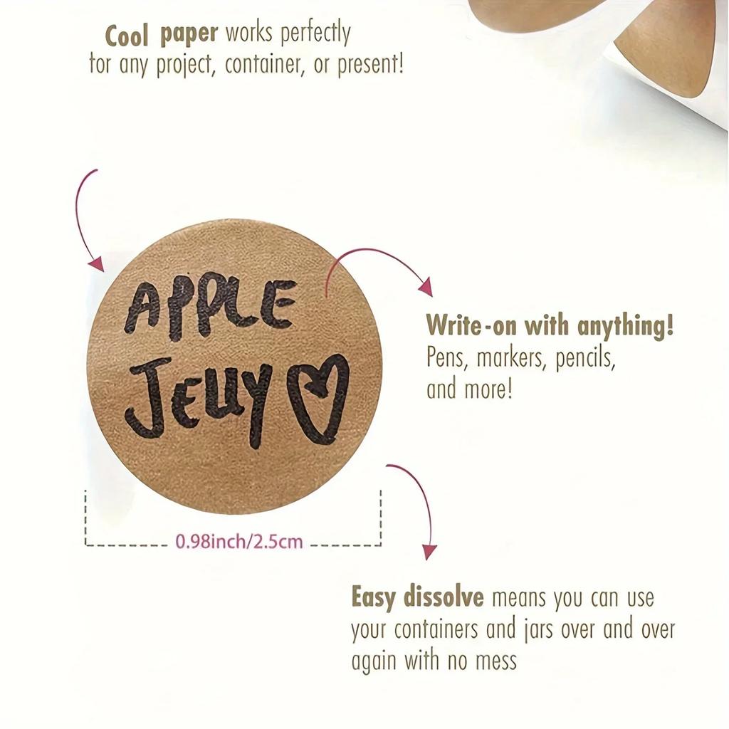 500Pcs/roll Kraft Paperblank Can Write Name Self-adhesive Sealing Gift Stickers Round Home Packaging Seal Labels 2.5cm