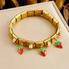 Golden Color Stainless Steel Bracelet Classics Style Watermelon Avocado Design Zircon Bracelet Hypoallergenic