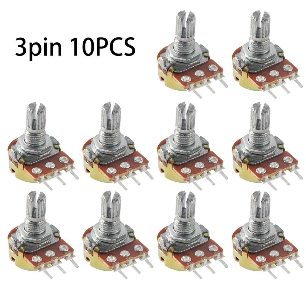 10Pcs WH148 Potentiometer 100K Ohm Variable Resistors 3-Pin 15mm Shaft Single-Joint Linear Potentiometers for Audio Volume Control, Light Dimming,
