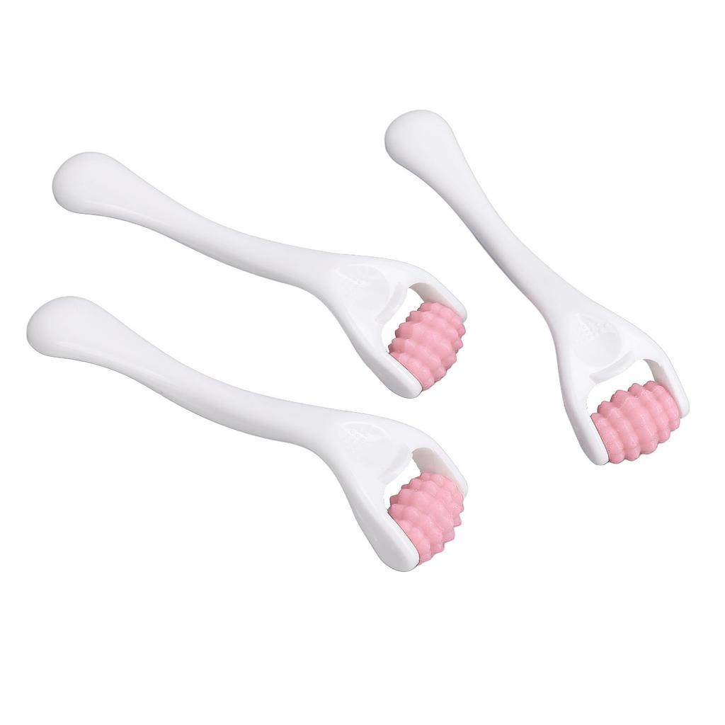3 Pcs Face Muscle Massage Roller Deep Relaxation Relieve Fatigue Silicone Facial Eye Massage Roller Pink