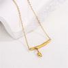 Punk Fashion Clavicle Bamboo Plant Charm Pendant Female Gold Color Stainless Steel Choker Necklace Chain for Women Jewelry Gift
