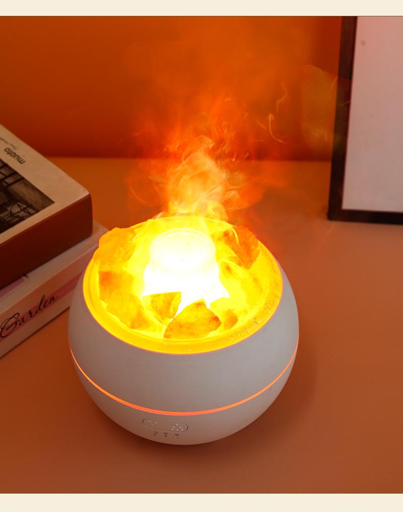 Umidificator cu ultrasunete pentru aromoterapie cu piatră de sare naturală și difuzor de uleiuri esențiale pentru casă și birou