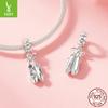S9 Sterling Silver Ballet Shoes Pendant, Wind Personality Diy Bracelet Beaded Accessories Necklace Pendant