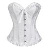 Women Corset Top Shapewear Waist Cincher Gothic Overbust Strapless Bra Ruffle Trim Lace-up Boned
