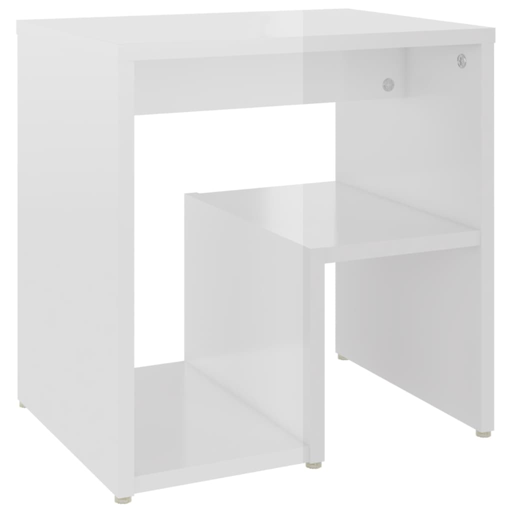 Nightstand High Gloss White 40 X 30 X 40 Cm Engineered Wood