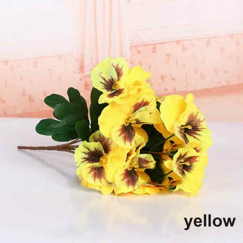 

Heads Artificial 10 Fake Pansy Silk Flower Bouquet Home Wedding Floral Decor жовтий
