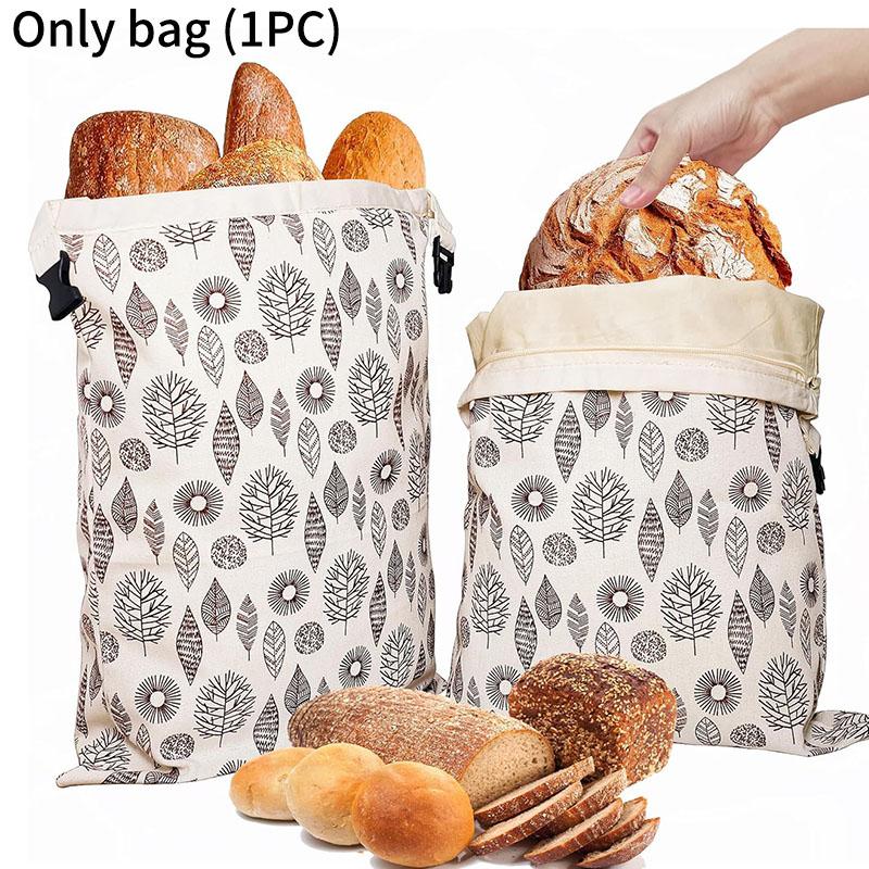 L Zipper Linen Cotton Beeswax Bread Bag Double-Layer with Buckle Reusable Food Storage for Bakery Eco-Friendly Sandwich Wrap