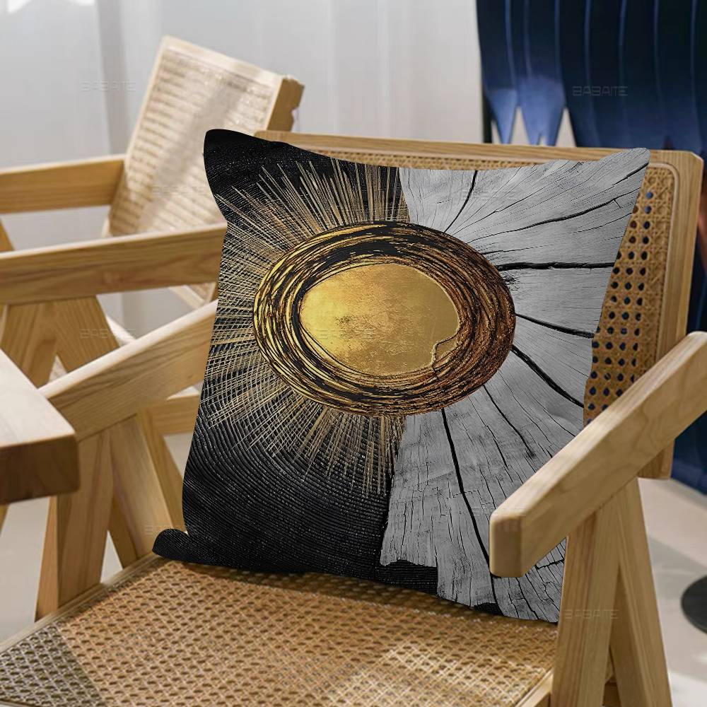 Abstract Golden Black Wood Texture Pillow Cushion Cover Pillowcase Living Room Sofa Home Decor Customized