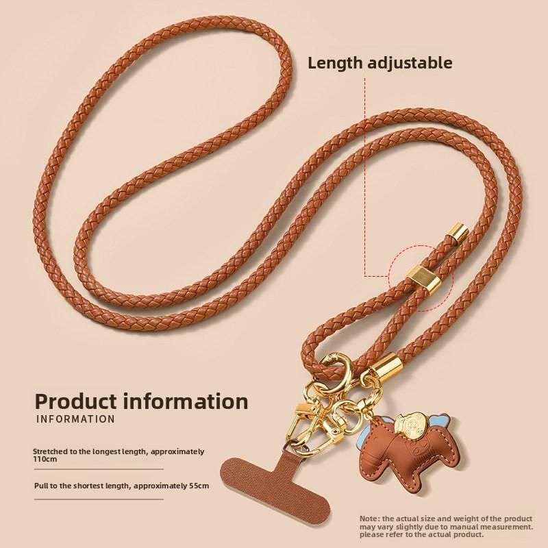 Year Of The Horse Phone Lanyard Long Strap With Leather Pony Charm For Daily Use