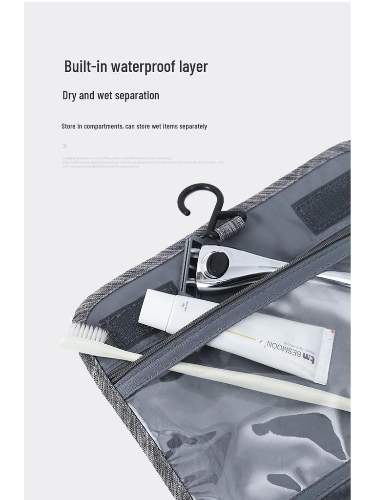 Cationic Hanging Toiletry Bag: Wet/Dry Separation Frosted Makeup Travel Organizer
