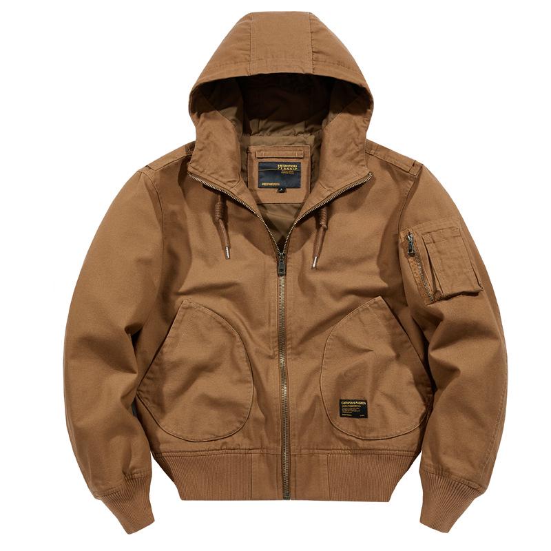 Мужская повседневная ветровка с капюшоном: Модная куртка-пилот на весну и осень