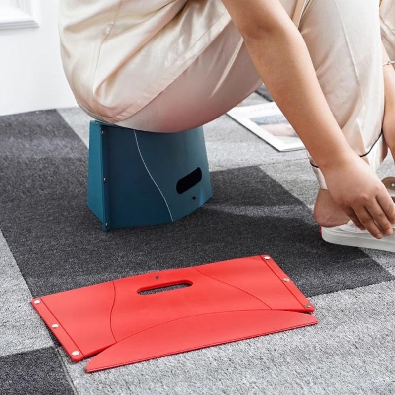 Plastic Card Folding Stool Outdoor Camping Seats Storage Bag Portable Shopping Basket for Hiking Picnics Camping