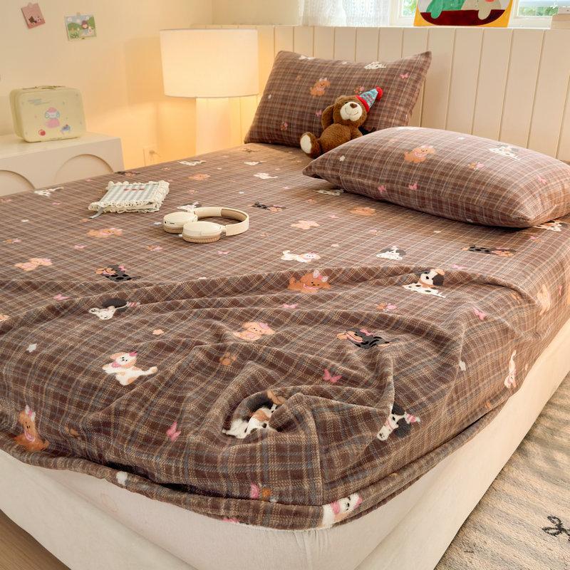 New Winter Milk Velvet Fitted Sheet, Single Piece, Fully Wrapped, Non-slip, Non-shifting Fitted Sheet, Washable and Machine Washable