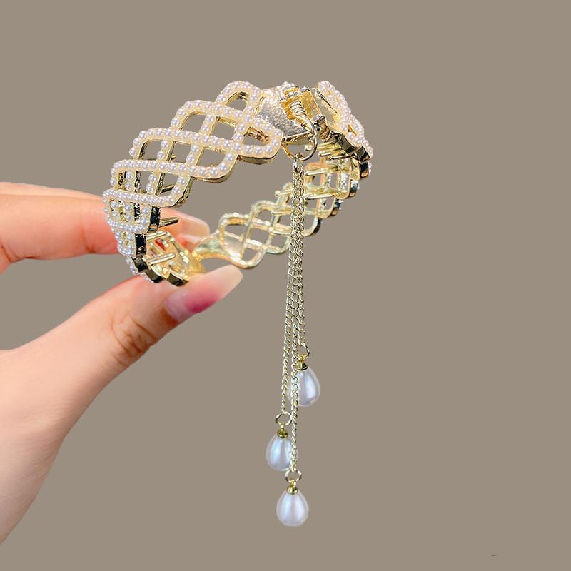 

Новая заколка для волос «хвост» со стразами и жемчугом, женский зажим-краб, заколки для прически «пучок» для девочек, головной убор, аксессуары для волос для девочек и детей