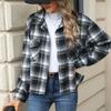 HNXC Moda damska Casual Jesień Zima Kratka Nadruk Długi Rękaw POLO Kardigany