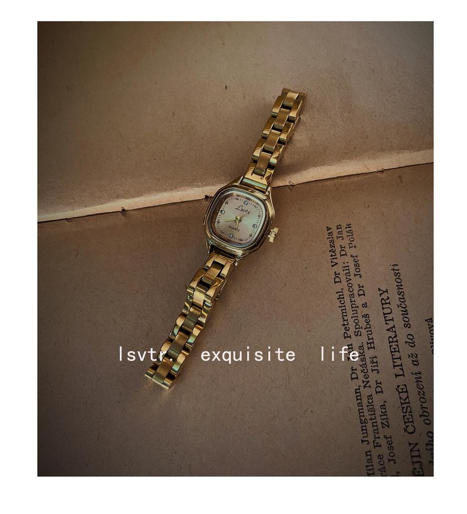 LSVTR Vintage Französische Retro Gold Mini-Uhr für Damen