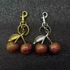 Sparkling 3D Cherry Charm Keychain Accessory Fashionable Fruit Shape Key Rings Portable Bag Decoration for Women