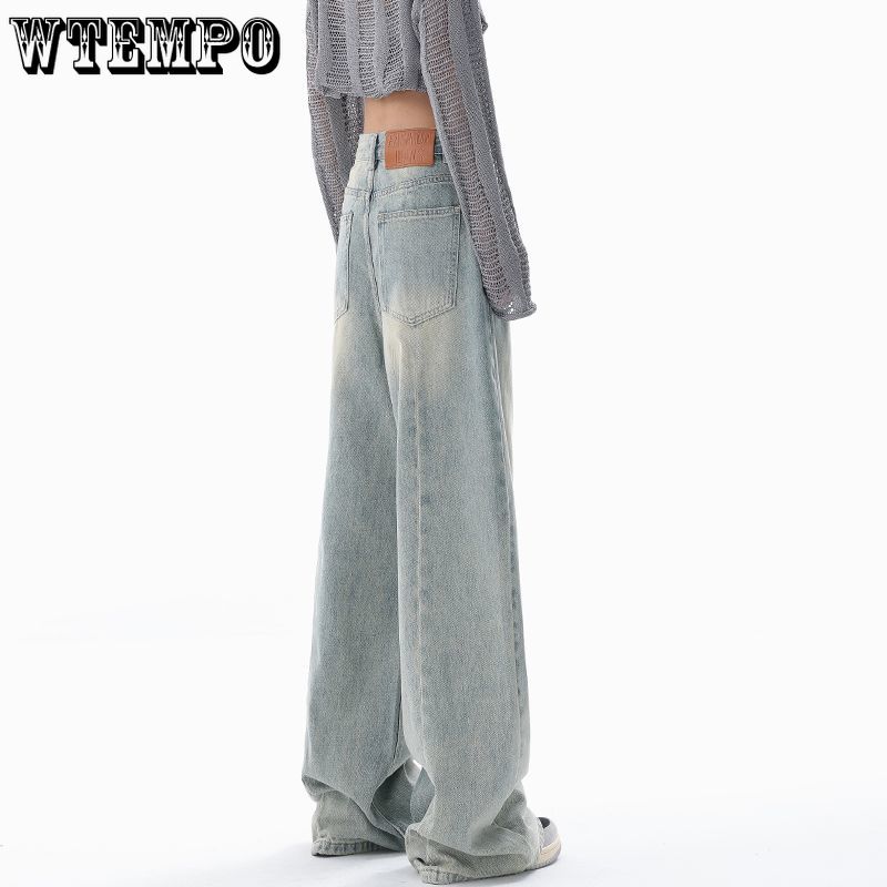 Vintage High Waist Slim Women’s Jeans New American Style Simple Fashion Female Cotton Denim Wide Leg Pants Office Ladies