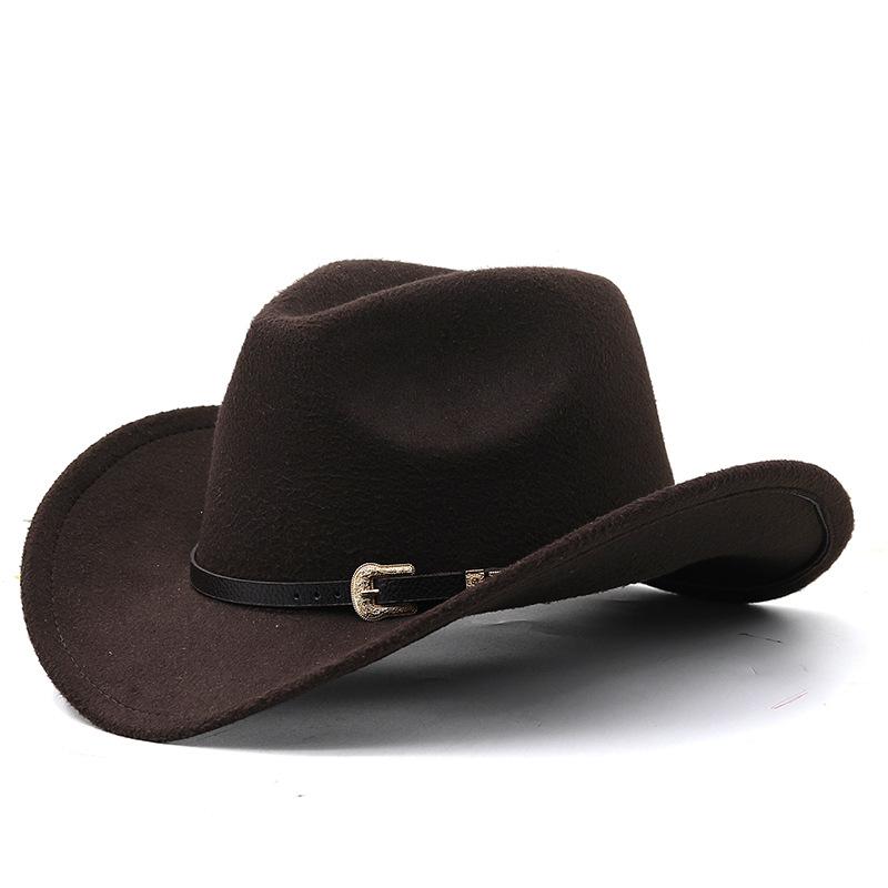 Felt hat western cowboy hat for men and women british style woolen hat cone top large brim black top hat
