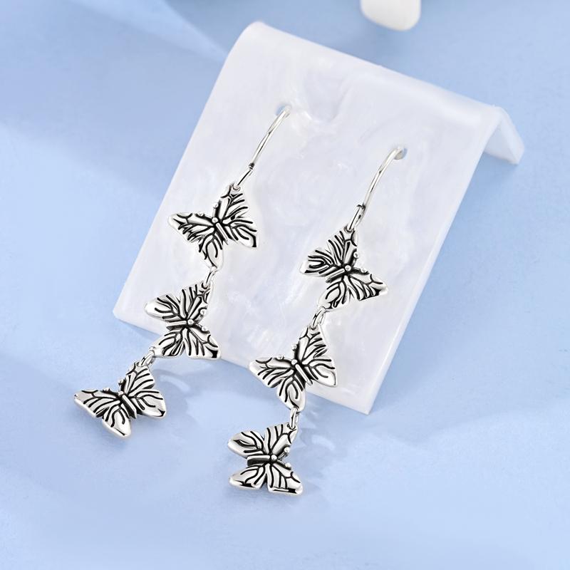 Original 925 Silver Hoop Earrings Butterfly Geometric Star Earrings Stud For Woman Female Girl Fashion Jewelry Girls