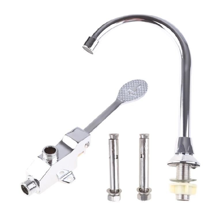 

Kitchen Sink Water Faucet High Arc Basin Faucet Foot Pedal Control Water Tap 1 білий