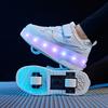 28-38 Children's Plus Size Two Wheels Disassembled Into Flat Sports Shoes LED Illuminated Sports Shoes Children's Shoes Board Shoes