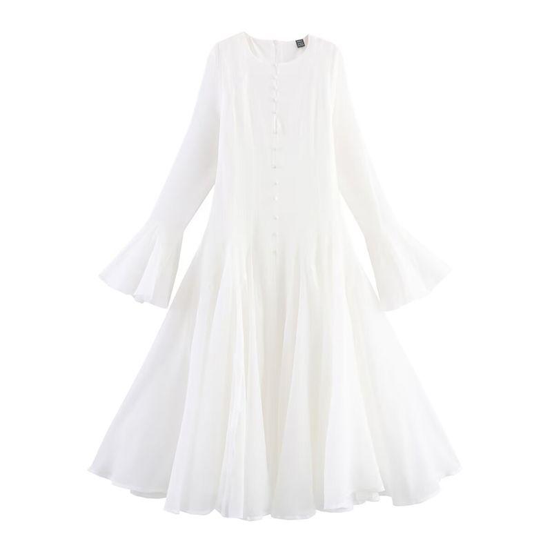 

Kaslead New Women clothes Western Style High-Grade Socialite Gold Oversized Flounced Skirt White L