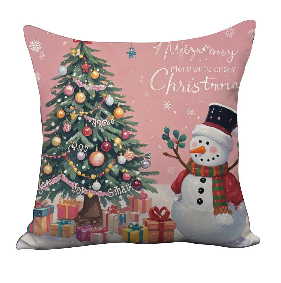 

Новая Рождественская наволочка Розовая Рождественская елка Санта Клаус Снеговик Дом Диван Легкая Роскошная наволочка 45 * 45Cm