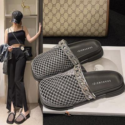 Pantofole a mezzo punto in rete intrecciata di lusso Sandali romani nuova moda punta intera punta piatta pantofole da donna