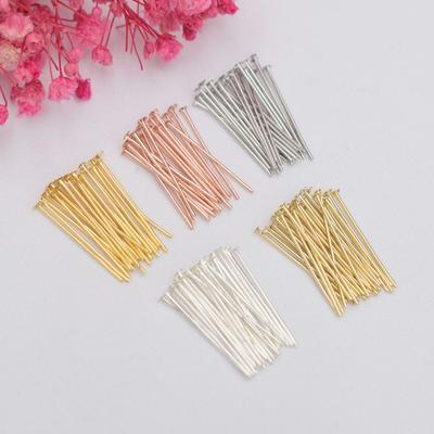 100pcs Color-Retaining 14K Gold-Wrapped T-Needle Accessories, Flat Needle Diy Handmade Beaded,, Ear Jewelry Materials